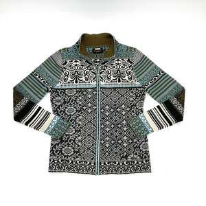 Icelandic Design Womens M Wool Blend Nordic Fair Isle Zip Cardigan Sweater